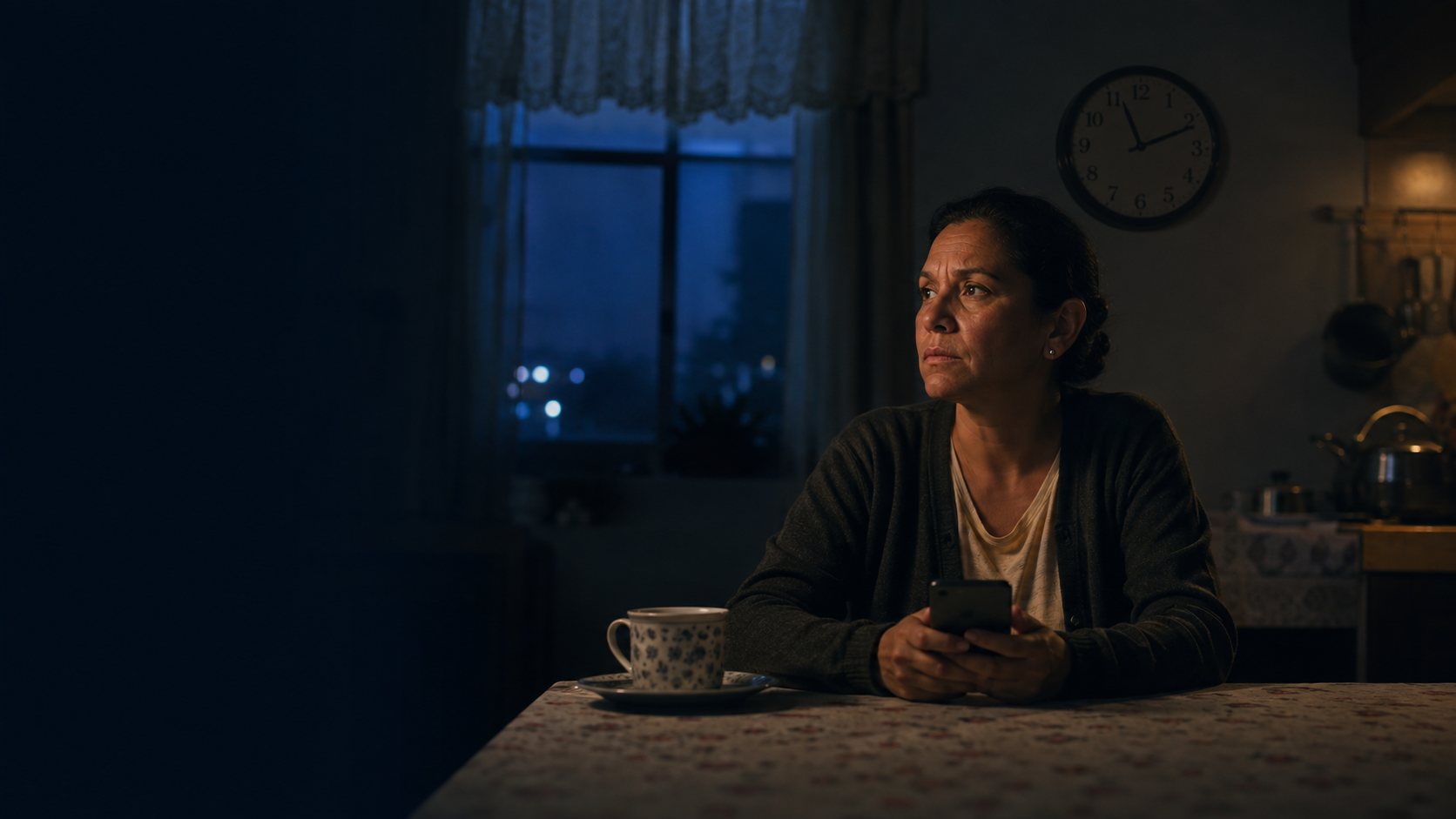 Mãe acordada durante a madrugada esperando uma notícia